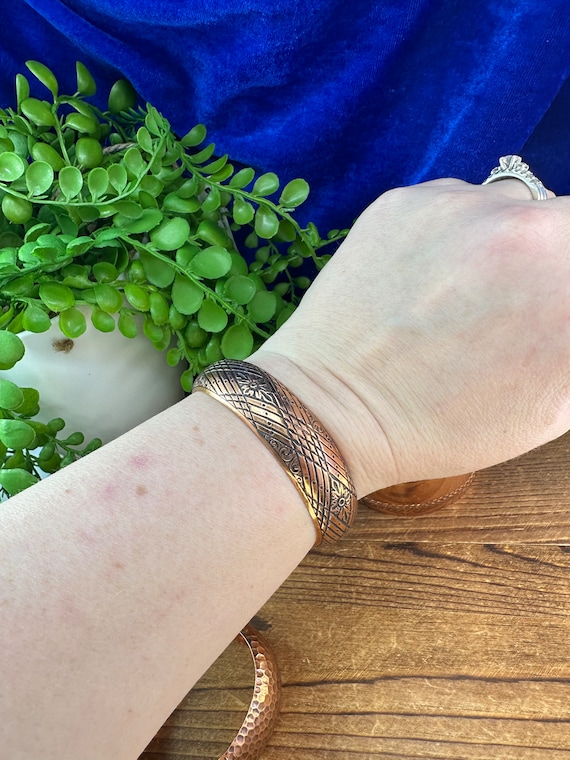 Assorted genuine copper open back cuff bracelet b… - image 8