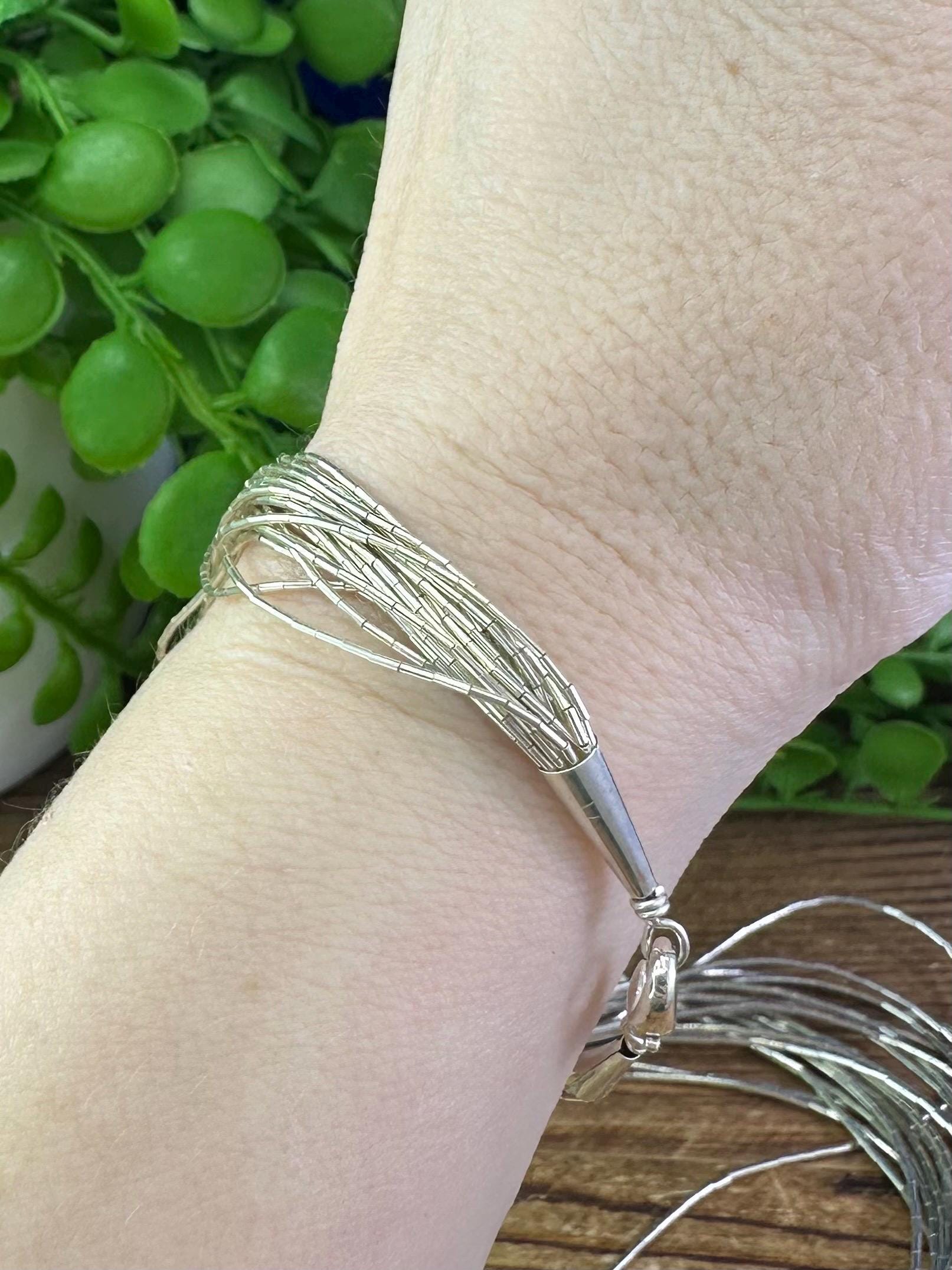 アクセサリー Navajo Liquid Silver Chain Bracelet Vintage Navajo Liquid Sterling Silver Necklace and Bracelet Set