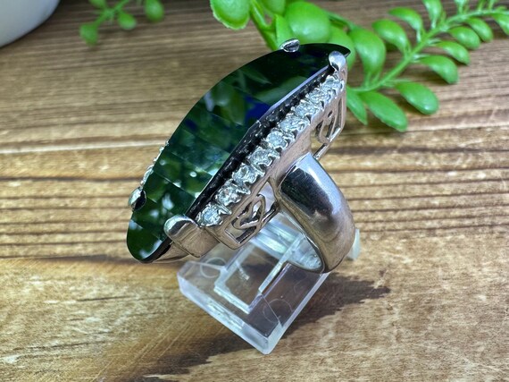 925 statement ring with unique faceted black ston… - image 8