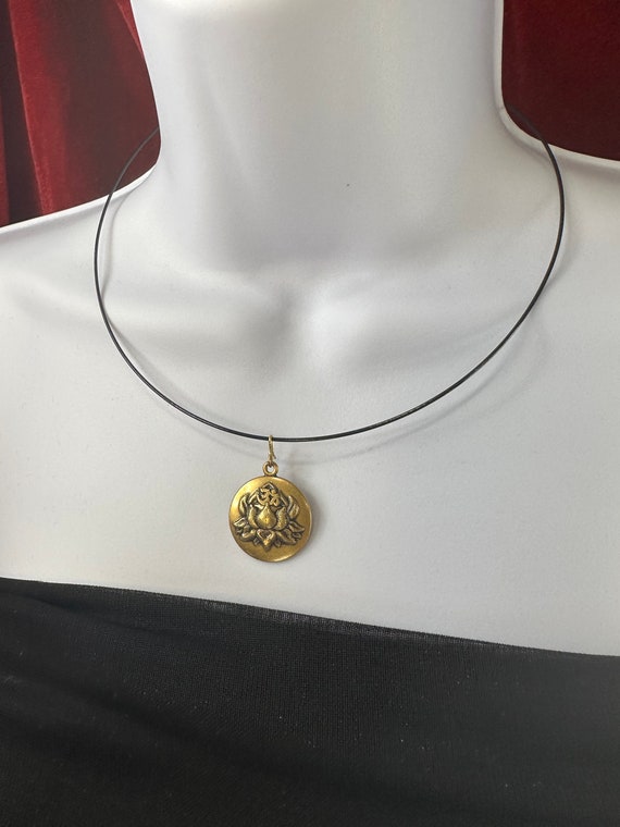 Symbolic pendants on black stainless steel neckla… - image 7