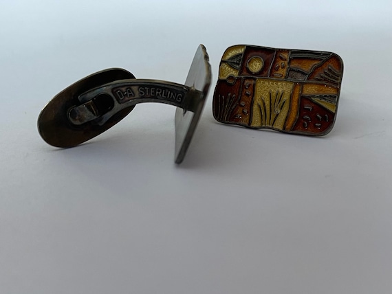 D-A Sterling Norway Enamel cuff links by David An… - image 6
