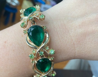 Vintage Rousseau green stone bracelet