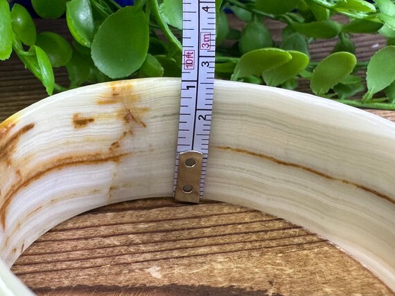 Vintage Agate Solid Stone bangle bracelet - image 8