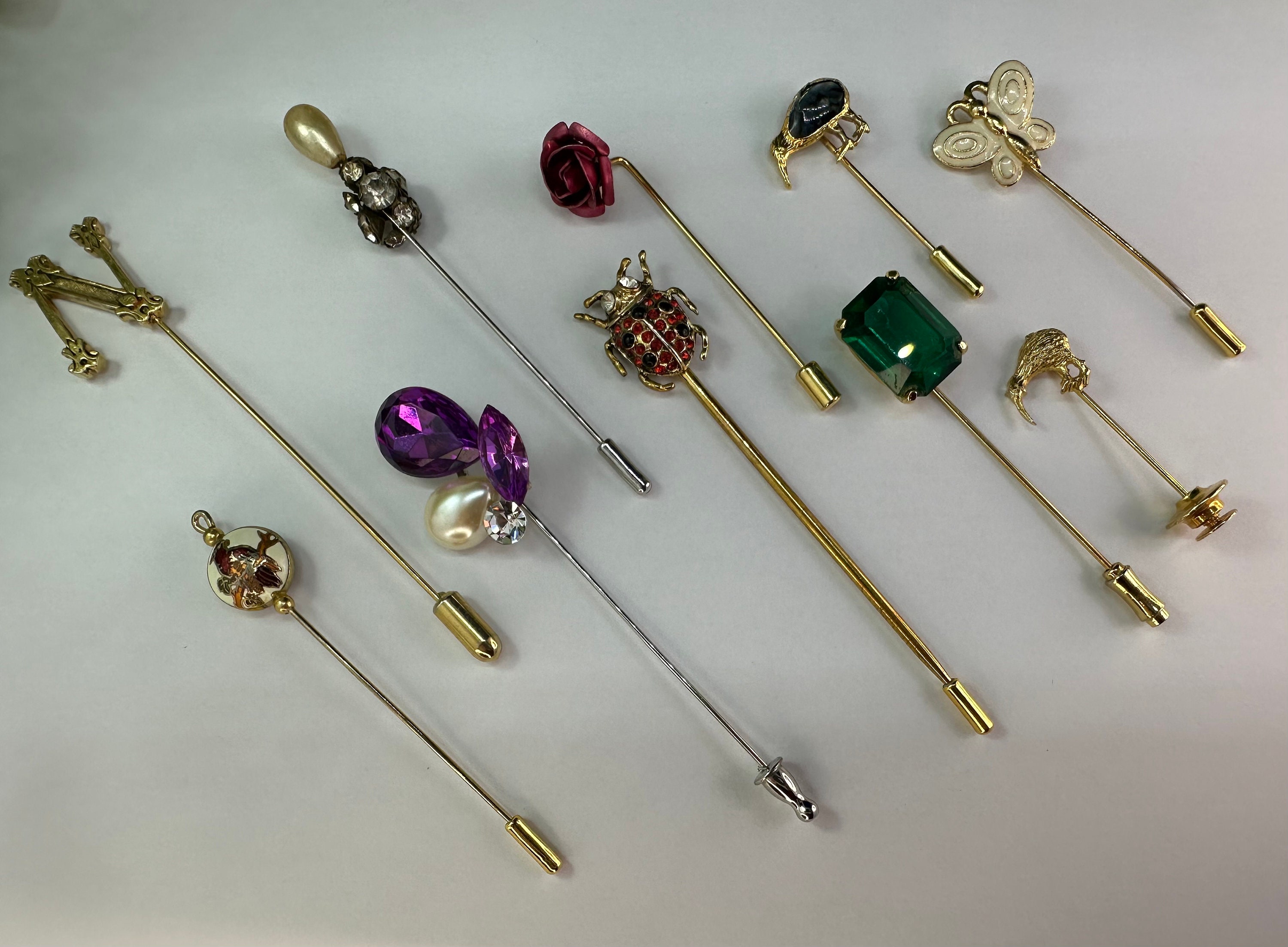 Assorted Vintage Stick Pins, Lapel Pins, Hat Pins. Each Sold  Brooches. Pins. Stick pins. main image 0
