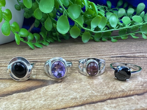 925 sterling silver rings with stones. Size 7. Each sold separately