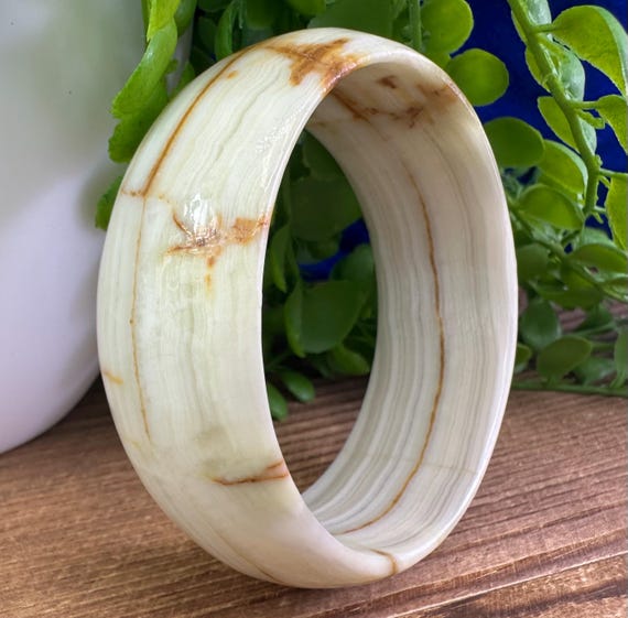 Vintage Agate Solid Stone bangle bracelet - image 1