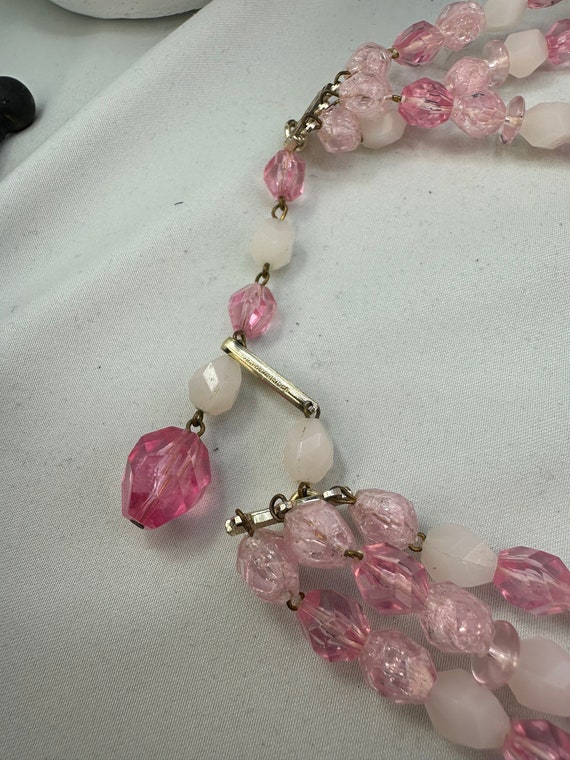 Vintage Bubblegum pink necklace and earring set, … - image 8