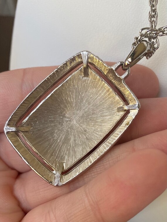 Silver coloured chain and rectangular engraved pe… - image 4