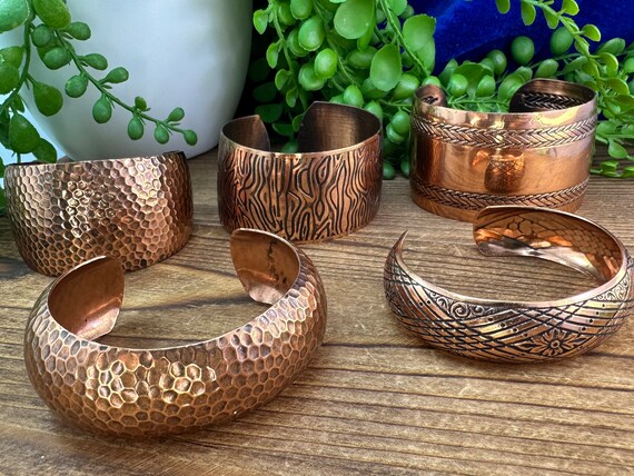 Assorted genuine copper open back cuff bracelet b… - image 1