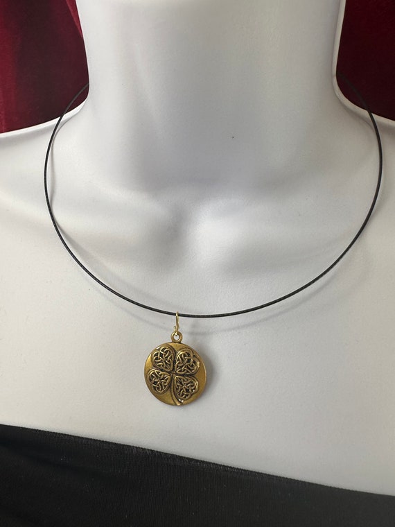 Symbolic pendants on black stainless steel neckla… - image 9
