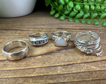 Vintage 925 Sterling silver rings. Size 5 3/4.  Each sold separately.