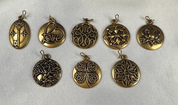 Symbolic pendants on black stainless steel neckla… - image 1