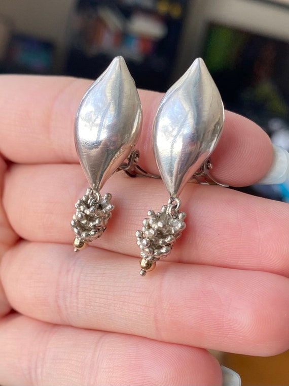 Boucles D'oreilles Vintage Clips Argenté - Signées L G S - Occasion Très Bon état