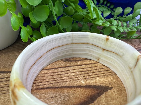 Vintage Agate Solid Stone bangle bracelet - image 6