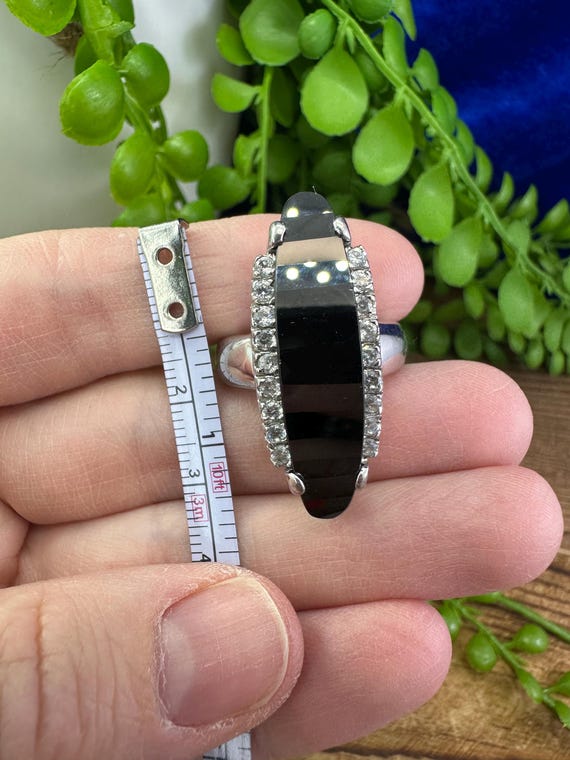 925 statement ring with unique faceted black ston… - image 10