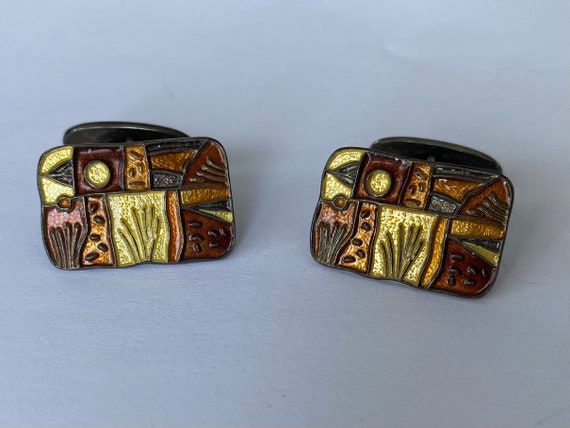 D-A Sterling Norway Enamel cuff links by David An… - image 1