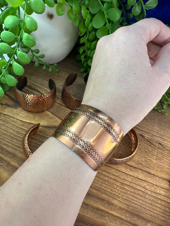 Assorted genuine copper open back cuff bracelet b… - image 6