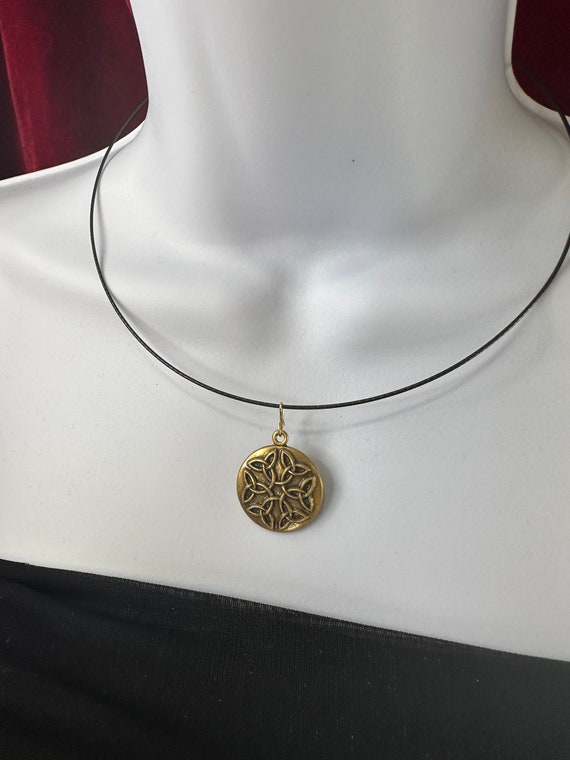 Symbolic pendants on black stainless steel neckla… - image 10