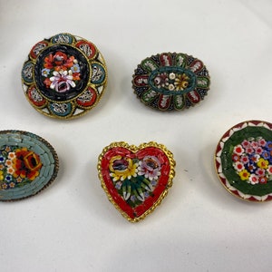 Miniature mosaic brooches. Made in Italy. Each sold separately.