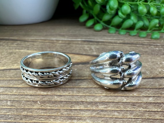 Vintage 925 Sterling silver rings. Size 8 1/2.  E… - image 1