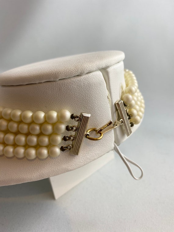 Vintage four strand synthetic pearl and bead neck… - image 2