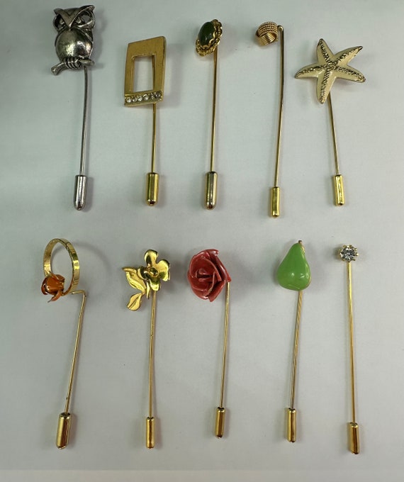Assorted Vintage Stick Pins, Lapel Pins, Hat Pins. Each Sold  Brooches. Pins. Stick pins. display picture 1