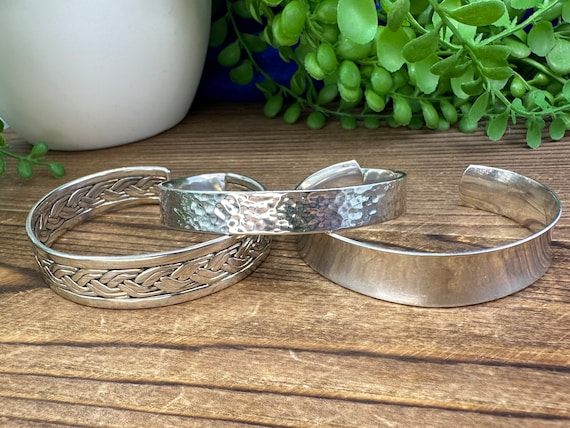 Assorted silver 925 open back cuff bangle bracele… - image 1