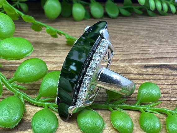925 statement ring with unique faceted black ston… - image 2