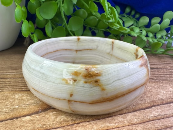 Vintage Agate Solid Stone bangle bracelet - image 3