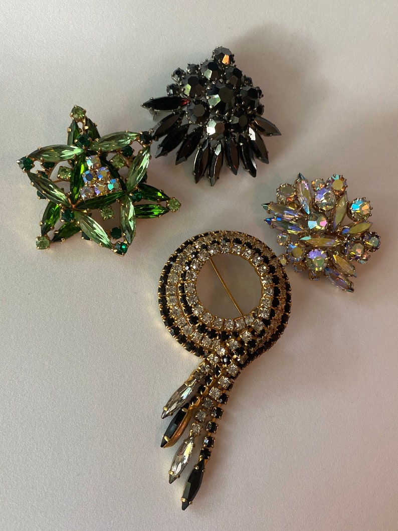 Assorted Vintage Rhinestone Crystal Brooches - Etsy