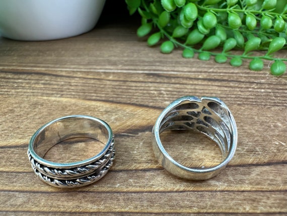 Vintage 925 Sterling silver rings. Size 8 1/2.  E… - image 3