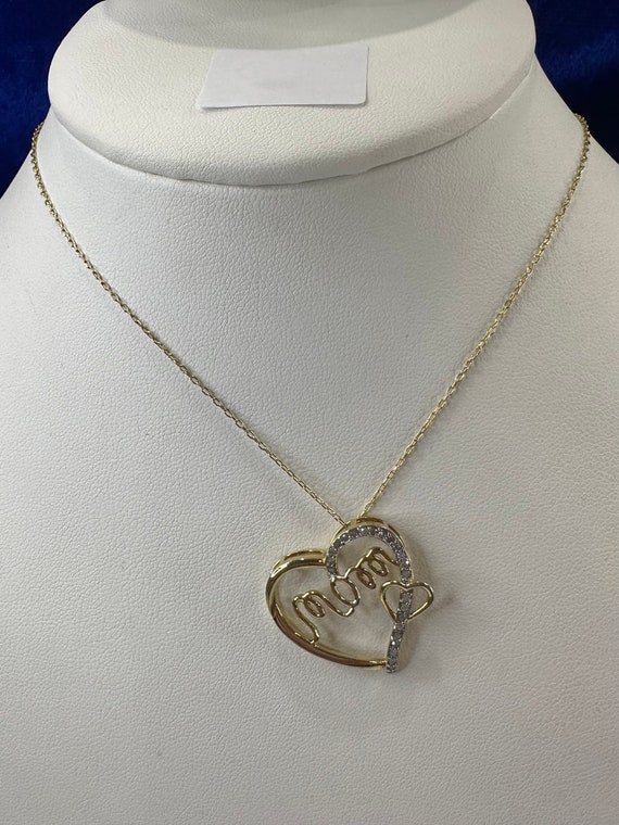 Beautiful 925 “mom” heart pendant with genuine di… - image 2