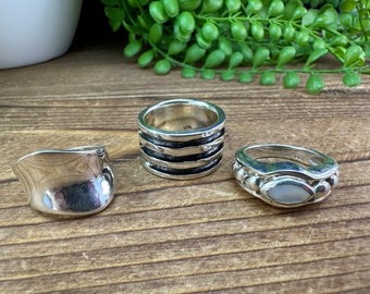 Vintage 925 Sterling silver rings. Size 8. Each sold separately.