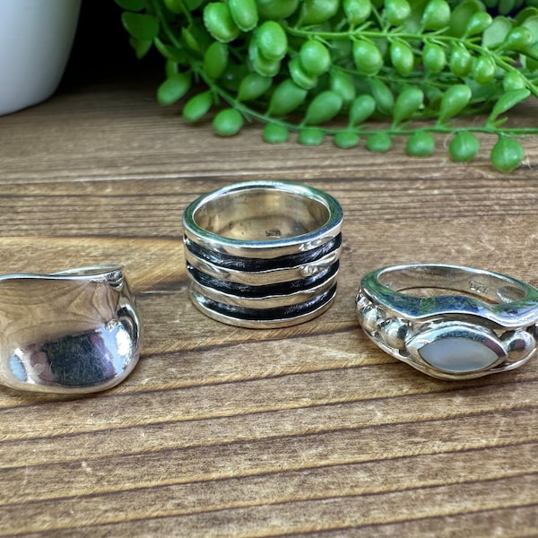 Vintage 925 Sterling silver rings. Size 8. Each sold separately.