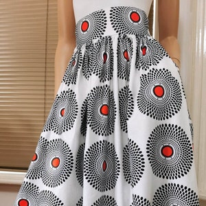 SAMANTHA African Printed Mid-Calf Skirt 100% Wax Cotton Handmade UK