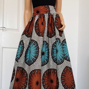 JOLENE African Print Full Length / Maxi Skirt 100 % Wax Cotton Handmade UK