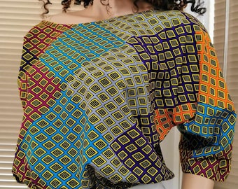 KAE African Print TOP 100% Wax Cotton Handmade UK