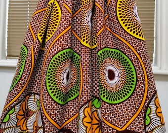 SANDRA African Printed Mid-Calf Skirt 100% Wax Cotton Handmade UK