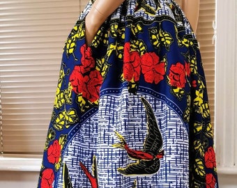 OLIVIA African Print Full Length / Maxi Skirt 100 % Wax Cotton Handmade UK