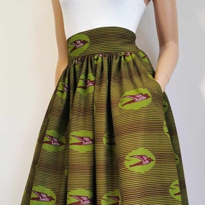 LAVA African Printed Mid-Calf Skirt 100% Wax Cotton Handmade UK image 1
