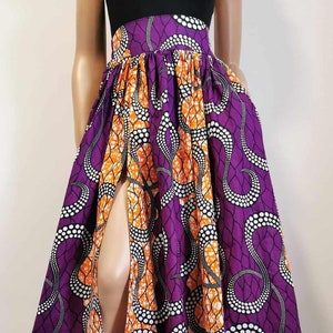 LIA Front Slit Full Length / Maxi Skirt African Print 100 % Wax Cotton Handmade UK