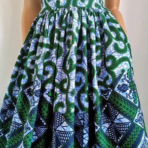 LORI African Printed Mid-Calf Skirt 100% Wax Cotton Handmade UK zdjęcie 7