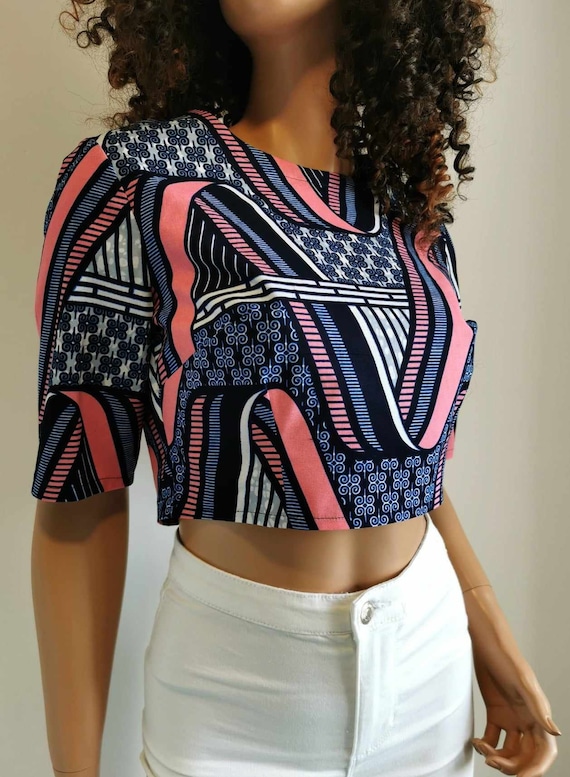 SAWYER African Print TOP 100% Wax Cotton Handmade UK