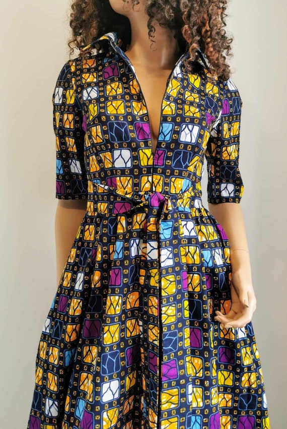 MELANIE Half Sleeve Full Length maxi Dress 100 Wax Cotton Handmade UK Etsy