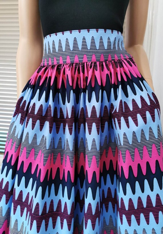 ATHENA African Print Full Length / Maxi Skirt 100 % Wax Cotton Handmade UK
