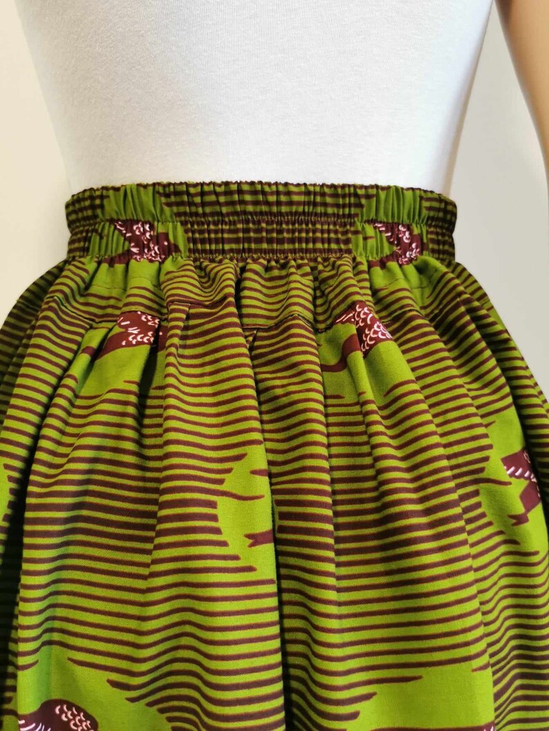 LAVA African Printed Mid-Calf Skirt 100% Wax Cotton Handmade UK image 4