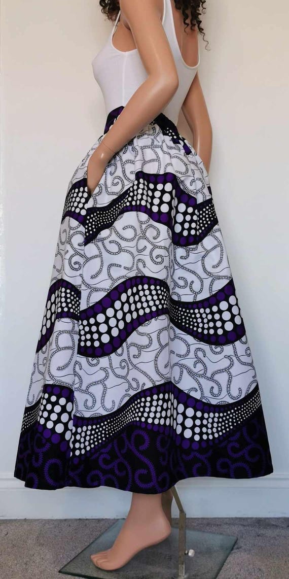 LESA African Print Maxi Skirt 100 % Wax Cotton Handmade UK