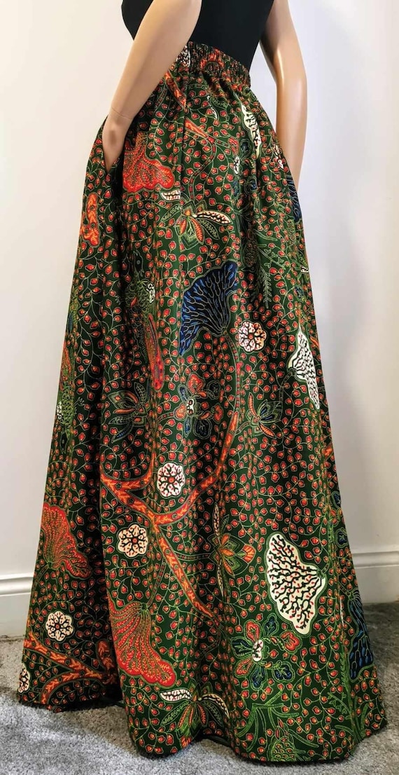 LUNA African Print Full Length / Maxi Skirt 100 % Wax Cotton Handmade UK