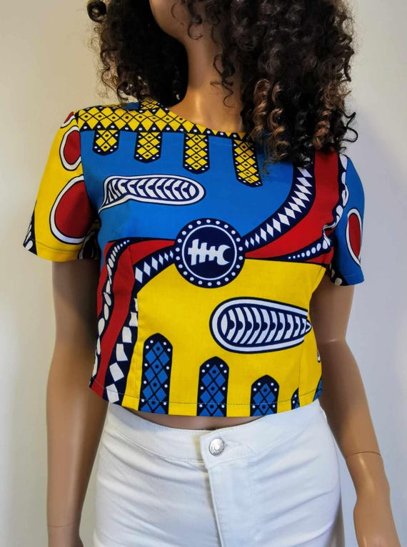 HOLLY African Print TOP 100% Wax Cotton Handmade UK