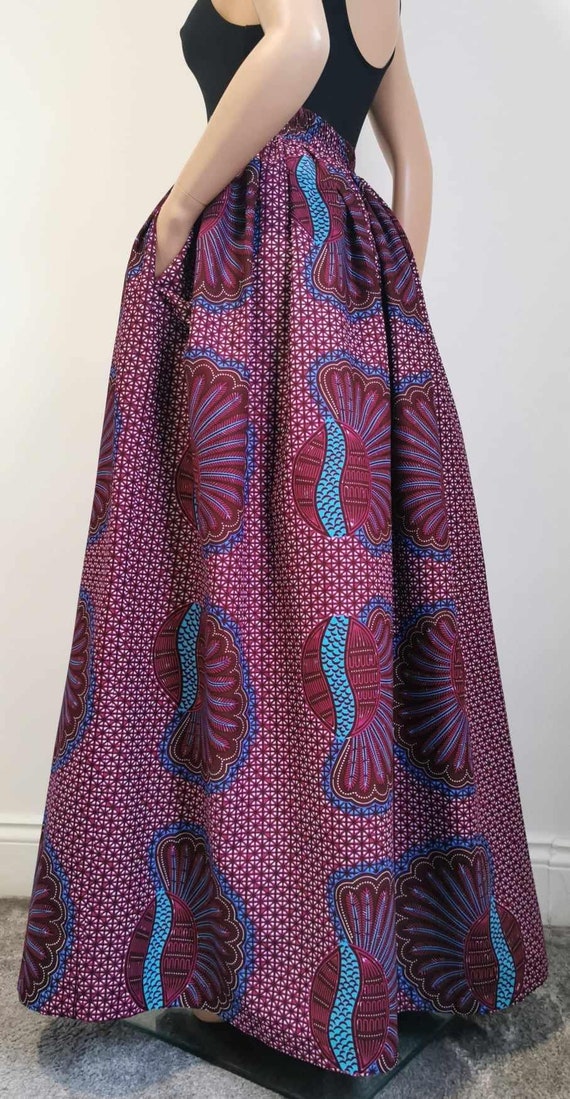 LOUISE African Print Full Length / Maxi Skirt 100 % Wax Cotton Handmade UK